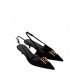 Pantofi ELISABETTA FRANCHI, Suede slingbacks with logo detail, Negru - SA17L61E2110