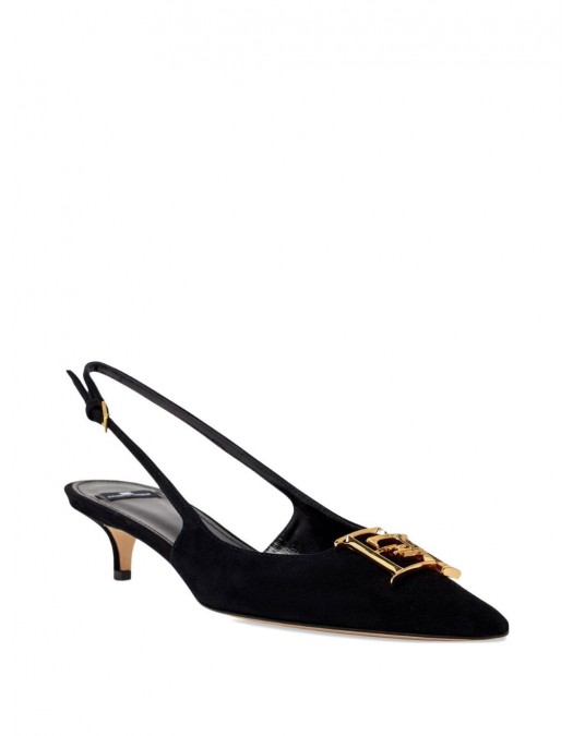Pantofi ELISABETTA FRANCHI, Suede slingbacks with logo detail, Negru - SA17L61E2110