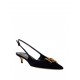 Pantofi ELISABETTA FRANCHI, Suede slingbacks with logo detail, Negru - SA17L61E2110