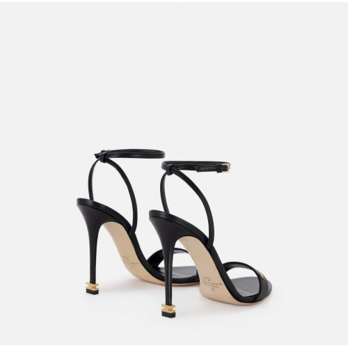 Sandale ELISABETTA FRANCHI, Étoile Nappa leather sandals with ankle strap, Negru