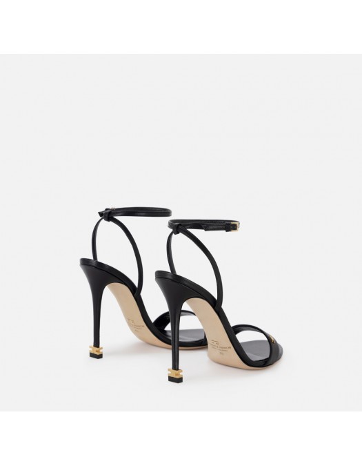 Sandale ELISABETTA FRANCHI, Étoile Nappa leather sandals with ankle strap, Negru - SA22L40EC110