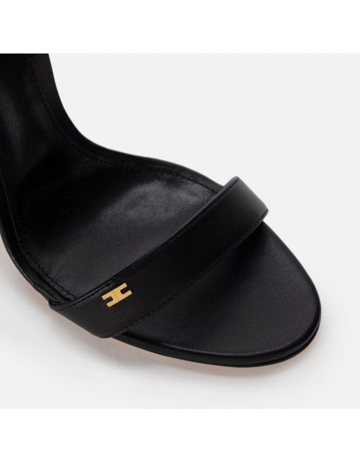 Sandale ELISABETTA FRANCHI, Étoile Nappa leather sandals with ankle strap, Negru - SA22L40EC110