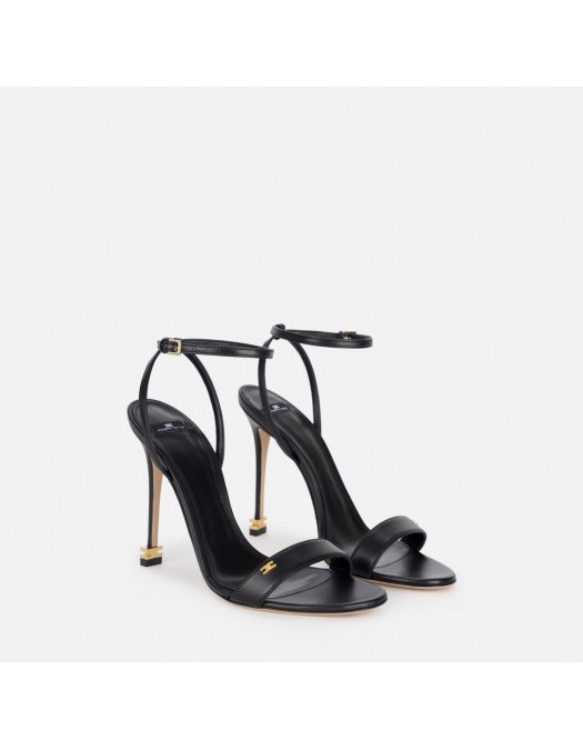 Sandale ELISABETTA FRANCHI, Étoile Nappa leather sandals with ankle strap, Negru - SA22L40EC110