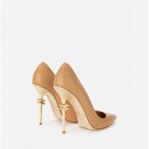 Pantofi ELISABETTA FRANCHI, Heel Monogram, Beige Pantofi ELISABETTA FRANCHI, Heel Monogram, Beige
