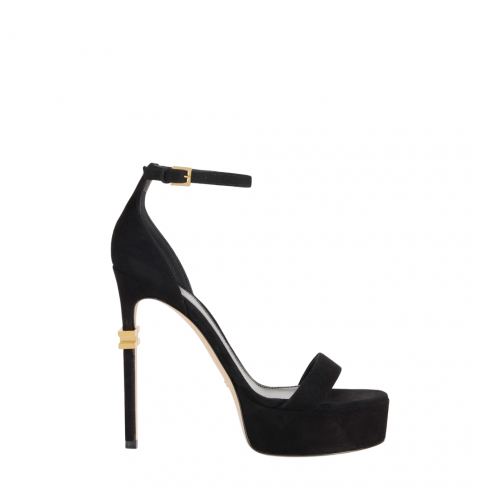 SANDALE ELISABETTA FRANCHI, Stiletto Heel, Gold Details, Black SANDALE ELISABETTA FRANCHI, Stiletto Heel, Gold Details, Black