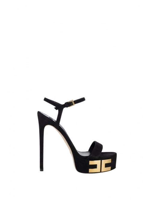 Sandale ELISABETTA FRANCHI, Vertigo platform sandals in suede, Negru - SA45L55EC110