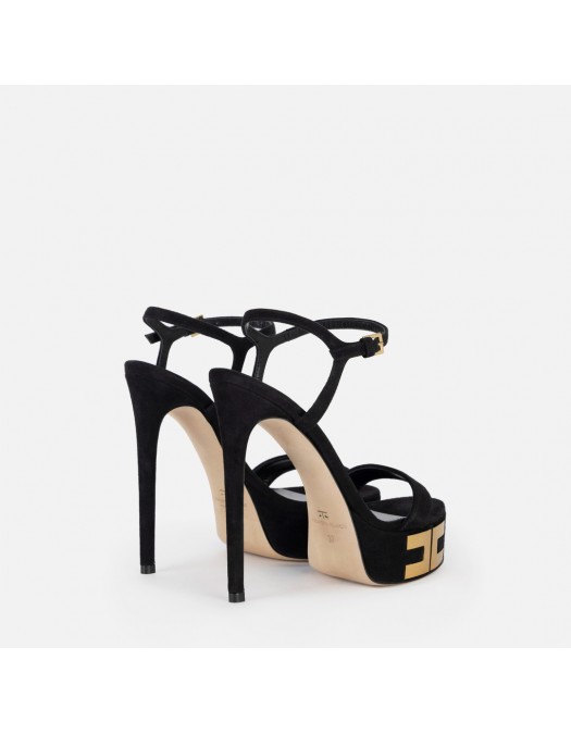 Sandale ELISABETTA FRANCHI, Vertigo platform sandals in suede, Negru - SA45L55EC110