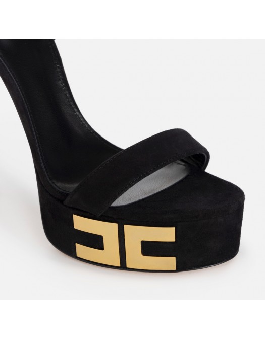 Sandale ELISABETTA FRANCHI, Vertigo platform sandals in suede, Negru - SA45L55EC110
