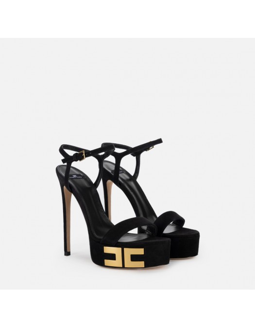 Sandale ELISABETTA FRANCHI, Vertigo platform sandals in suede, Negru - SA45L55EC110