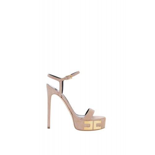 Sandale ELISABETTA FRANCHI, Vertigo platform sandals in suede, Nude