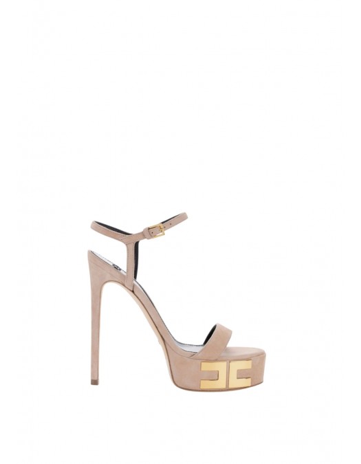 Sandale ELISABETTA FRANCHI, Vertigo platform sandals in suede, Nude - SA45L55ECEA1