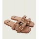 Papuci ELISABETTA FRANCHI, Flat nappa leather sandals, Light Brown - SA50L62E2229
