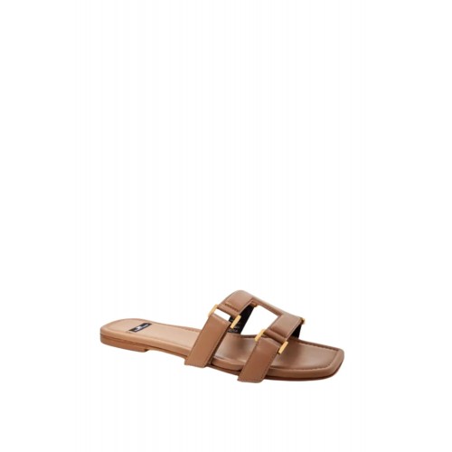 Papuci ELISABETTA FRANCHI, Flat nappa leather sandals, Light Brown