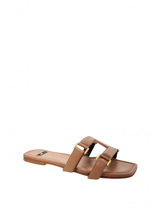 Papuci ELISABETTA FRANCHI, Flat nappa leather sandals, Light Brown - SA50L62E2229