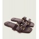 Papuci ELISABETTA FRANCHI, Flat nappa leather sandals, Maro - SA50L62E2644