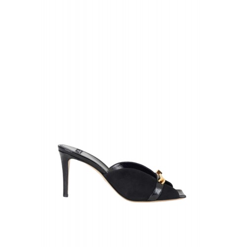 SANDALE ELISABETTA FRANCHI, Riviera suede mules, negru SANDALE ELISABETTA FRANCHI, Riviera suede mules, negru
