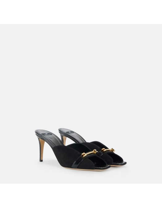SANDALE ELISABETTA FRANCHI, Riviera suede mules, negru - SA70L50EC110 SANDALE ELISABETTA FRANCHI, Riviera suede mules, negru - SA70L50EC110