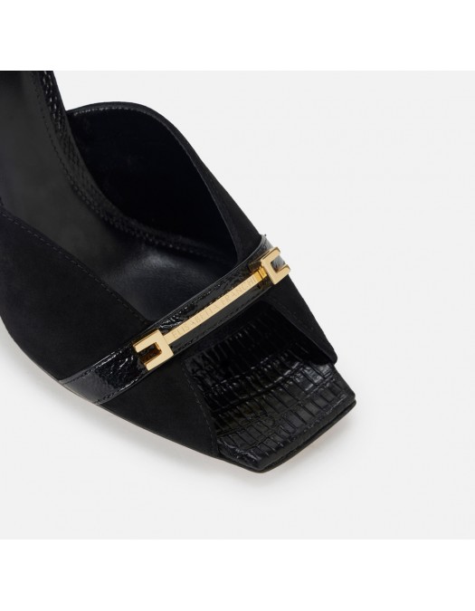 SANDALE ELISABETTA FRANCHI, Riviera suede mules, negru - SA70L50EC110 SANDALE ELISABETTA FRANCHI, Riviera suede mules, negru - SA70L50EC110