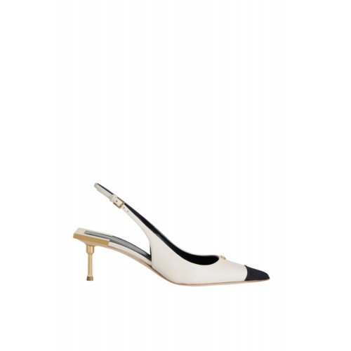 Pantofi ELISABETTA FRANCHI, slingback pointed-toe pumps, Alb/Negru