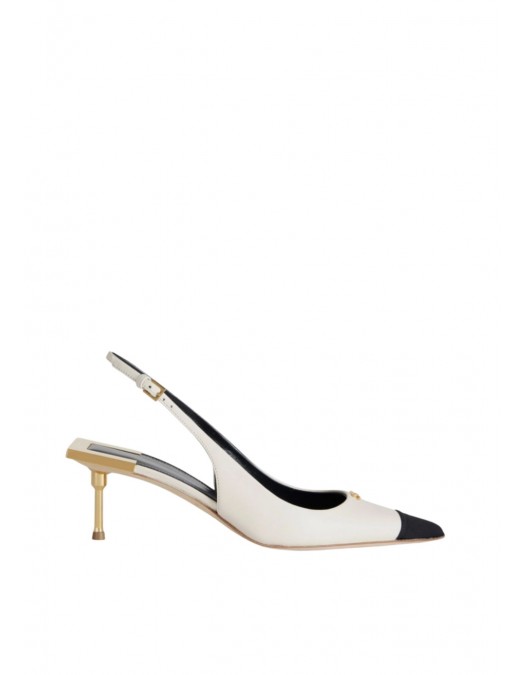 Pantofi ELISABETTA FRANCHI, slingback pointed-toe pumps, Alb/Negru - SA76L65ECE84