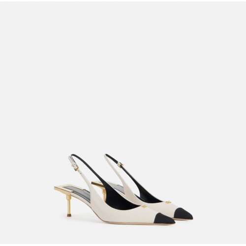 Pantofi ELISABETTA FRANCHI, slingback pointed-toe pumps, Alb/Negru