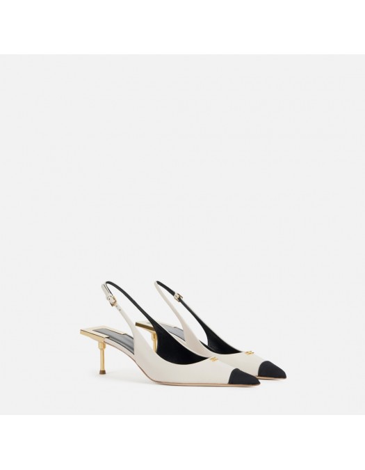 Pantofi ELISABETTA FRANCHI, slingback pointed-toe pumps, Alb/Negru - SA76L65ECE84