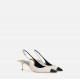 Pantofi ELISABETTA FRANCHI, slingback pointed-toe pumps, Alb/Negru - SA76L65ECE84