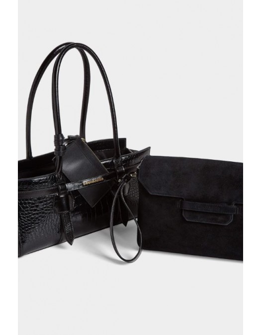 Geanta DSQUARED2, Twin Shoulder Bag, Black - SDW0076015084322124