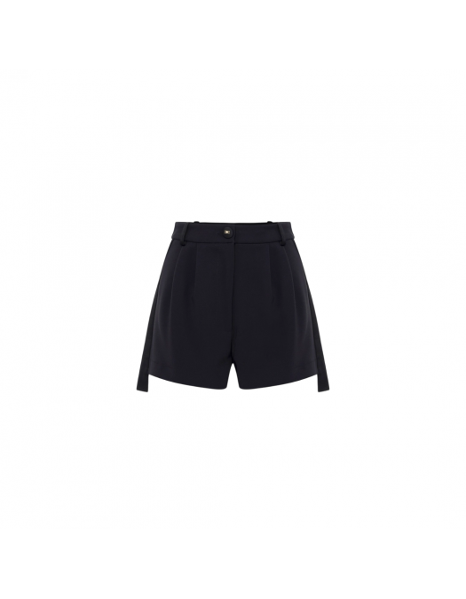 PANTALONI SCURTI ELISABETTA FRANCHI, Satin Details, Black - SH00451E2110 PANTALONI SCURTI ELISABETTA FRANCHI, Satin Details, Black - SH00451E2110