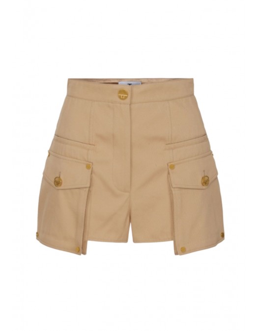 Pantaloni ELISABETTA FRANCHI, Cotton gabardine shorts with cargo pockets - SH00661E2470