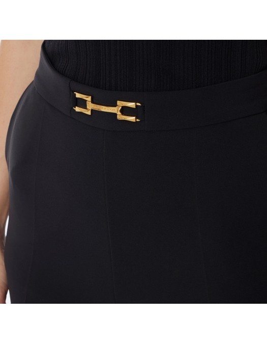 PANTALONI SCURTI ELISABETTA FRANCHI, Classic, Logo Insert, Black - SH00751E2110 PANTALONI SCURTI ELISABETTA FRANCHI, Classic, Logo Insert, Black - SH00751E2110