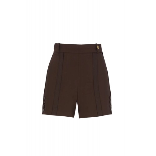 PANTALONI SCURTI ELISABETTA FRANCHI, Logo auriu, Slim Fit, Maro