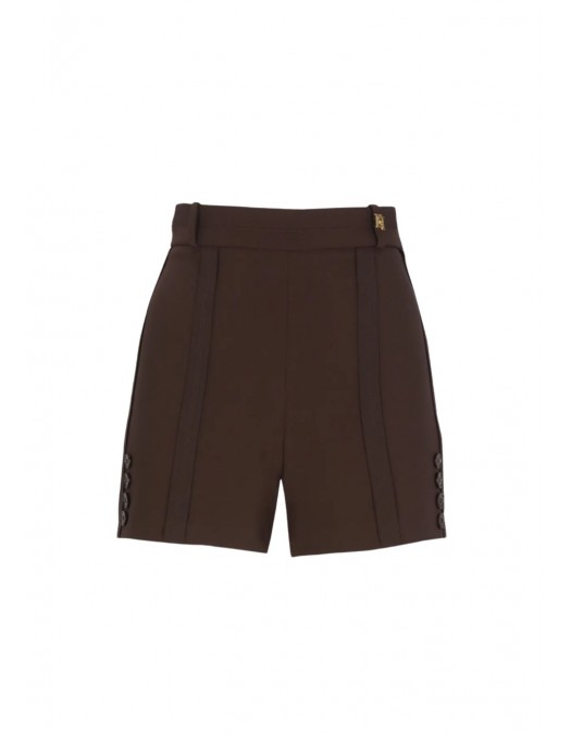 PANTALONI SCURTI ELISABETTA FRANCHI, Logo auriu, Slim Fit, Maro - SH00761E2644