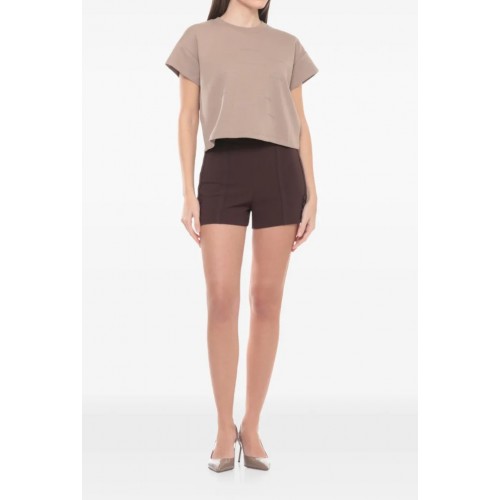 PANTALONI SCURTI ELISABETTA FRANCHI, Logo auriu, Slim Fit, Maro