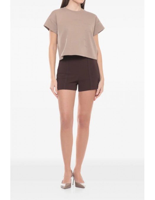 PANTALONI SCURTI ELISABETTA FRANCHI, Logo auriu, Slim Fit, Maro - SH00761E2644