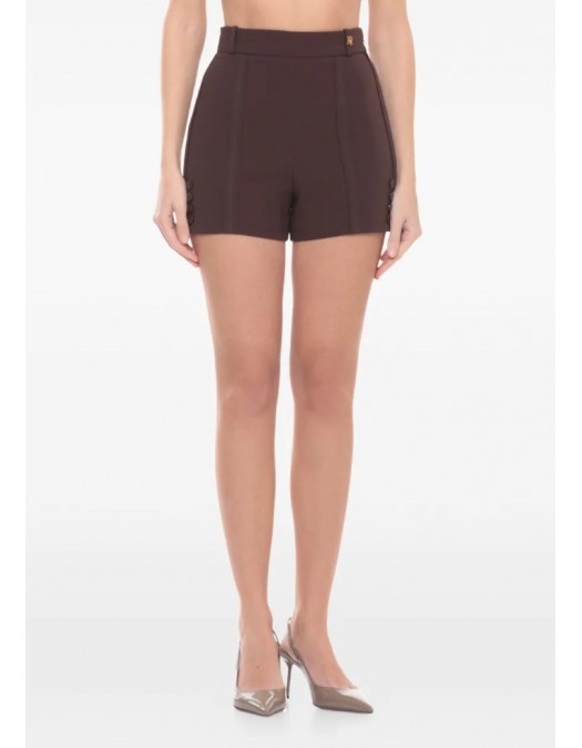 PANTALONI SCURTI ELISABETTA FRANCHI, Logo auriu, Slim Fit, Maro - SH00761E2644