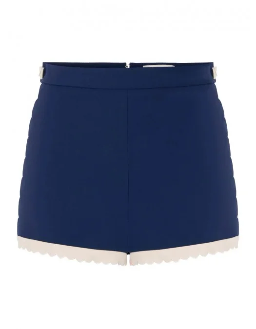 PANTALONI ELISABETTA FRANCHI, Scallop Edge Crepe, Dark Blue - SH00952E2DN9 PANTALONI ELISABETTA FRANCHI, Scallop Edge Crepe, Dark Blue - SH00952E2DN9
