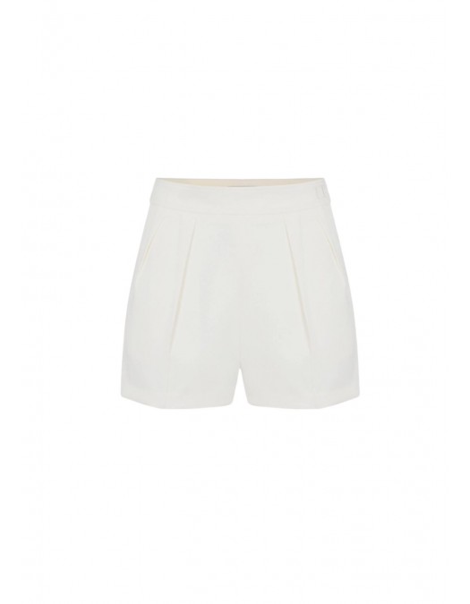 Pantaloni scurti ELISABETTA FRANCHI, Shorts in lightweight crêpe fabric with darts, Alb - SH01062E2360