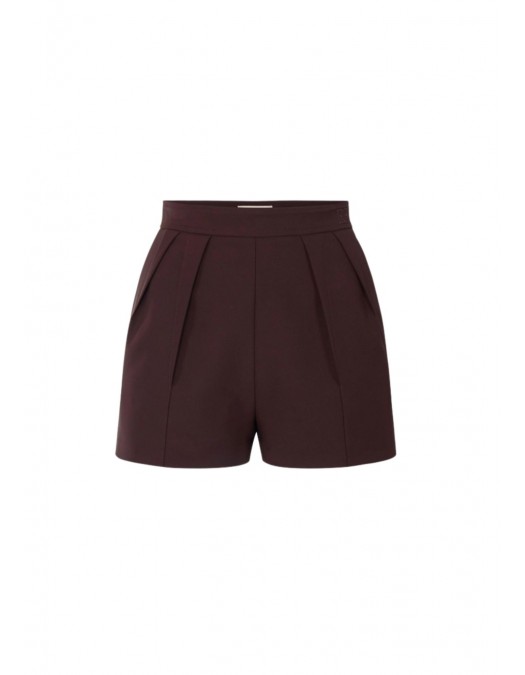 Pantaloni scurti ELISABETTA FRANCHI, Shorts in lightweight crêpe fabric with darts, Maro - SH01062E2644