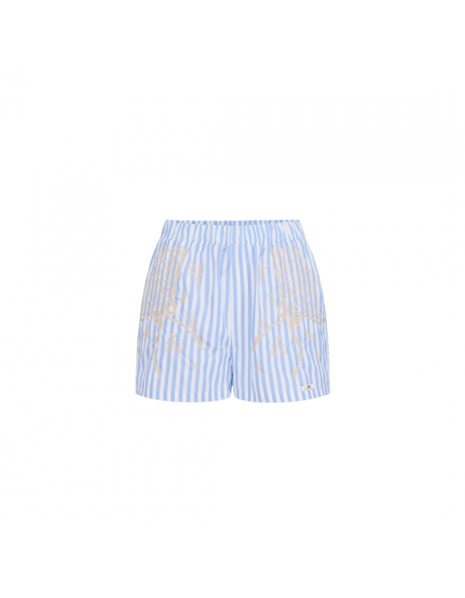 PANTALONI SCURTI ELISABETTA FRANCHI, Poplin, Embroideries, Blue - SH01155E3068 PANTALONI SCURTI ELISABETTA FRANCHI, Poplin, Embroideries, Blue - SH01155E3068