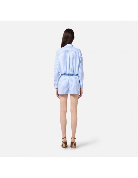 PANTALONI SCURTI ELISABETTA FRANCHI, Poplin, Embroideries, Blue - SH01155E3068 PANTALONI SCURTI ELISABETTA FRANCHI, Poplin, Embroideries, Blue - SH01155E3068