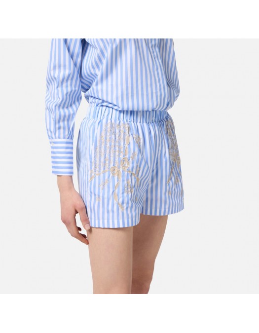 PANTALONI SCURTI ELISABETTA FRANCHI, Poplin, Embroideries, Blue - SH01155E3068 PANTALONI SCURTI ELISABETTA FRANCHI, Poplin, Embroideries, Blue - SH01155E3068