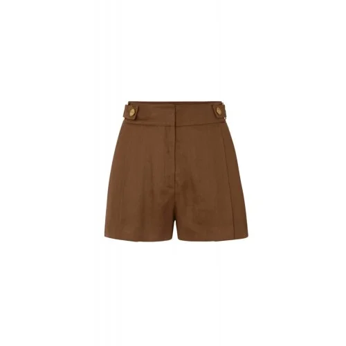 Pantaloni scurti ELISABETTA FRANCHI, Linen-blend shorts with straps, Maro