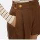 Pantaloni scurti ELISABETTA FRANCHI, Linen-blend shorts with straps, Maro - SH01162E2600