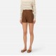 Pantaloni scurti ELISABETTA FRANCHI, Linen-blend shorts with straps, Maro - SH01162E2600