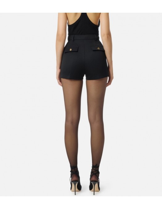 PANTALONI SCURTI  ELISABETTA FRANCHI, nasturi logo, Negru - SH01657E2110