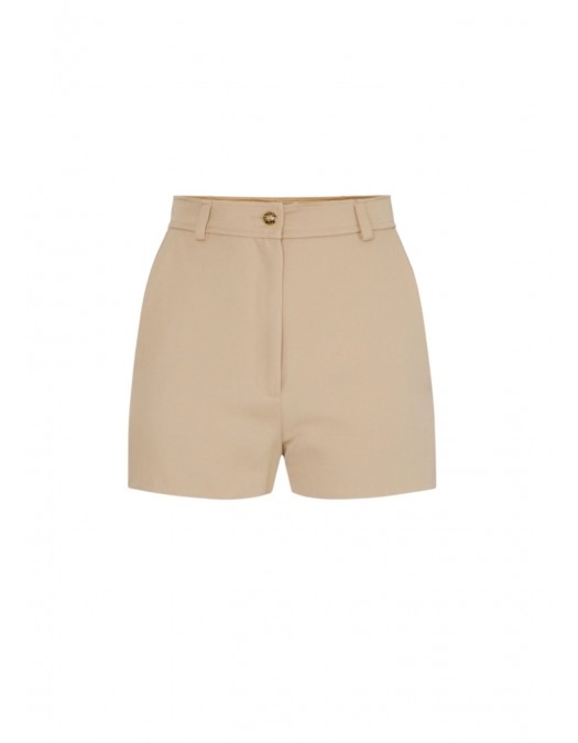 PANTALONI SCURTI  ELISABETTA FRANCHI, nasturi logo, Bej - SH01657E2EA2
