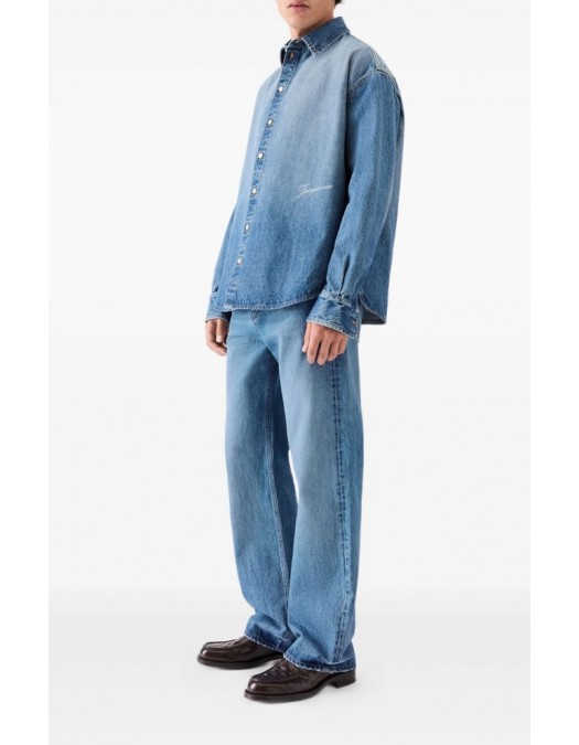 Camasa JACQUEMUS, Blue button-up denim shirt, Blue - SHM00545AD0001733C