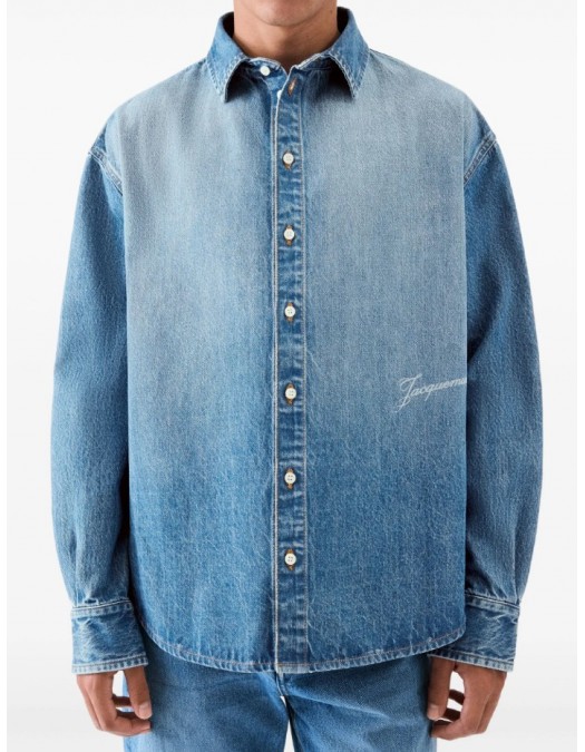 Camasa JACQUEMUS, Blue button-up denim shirt, Blue - SHM00545AD0001733C