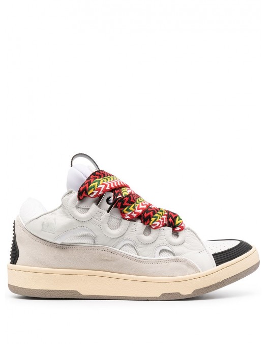 Sneakers Lanvin, Curb Design, Colored Laces, White, Women - SKDK02DRA200